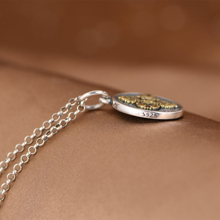 Collana con ciondolo a Buddha Stones in argento sterling 925 con doppio Dorje Vajra e benedizione
