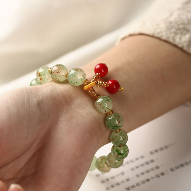 Braccialetto di armonia con perline di vetro Liuli Buddha Stones Blessing