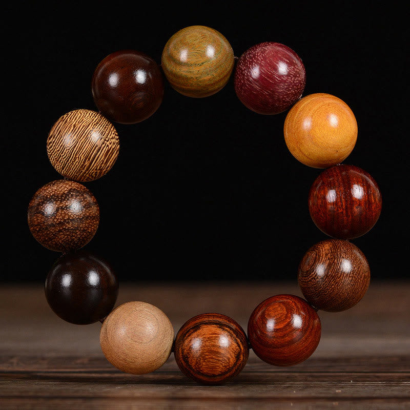 Braccialetto di guarigione di protezione multicolore in legno di sandalo Buddha Stones