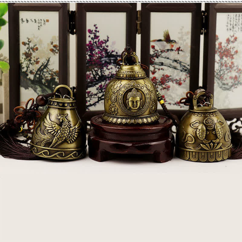 Buddha Stones Feng Shui Buddha Koi Pesce Fenice Campana a vento Campana Fortuna Decorazione da appendere alla parete - image 4