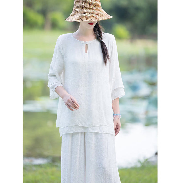 Tai Chi Meditazione Preghiera Zen Spirituale Mattina Pratica Abbigliamento Donna Set - image 10
