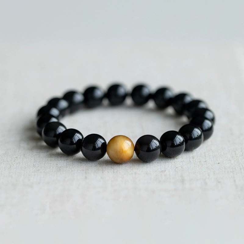 Braccialetto Buddha Stones Natural Rainbow Obsidian Tiger Eye Positive Love