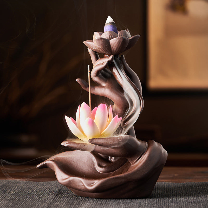 Buddha Stones Lotus Bergamotto Bruciatore di incenso curativo