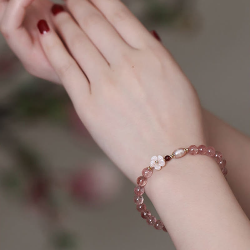 Bracciale Buddha Stones Strawberry Quartz Peach Blossom Love