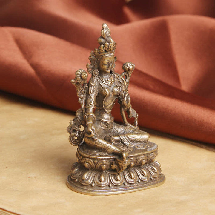 Buddha Stones Bodhisattva Tara Verde Calma Speranza Statua Rame Decorazione