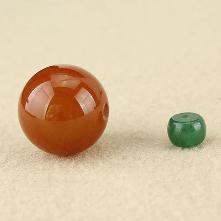 Buddha Stones Agata rossa Avventurina verde Perline di semi di Bodhi verde Collana con ciondolo in corda di cuoio calmo