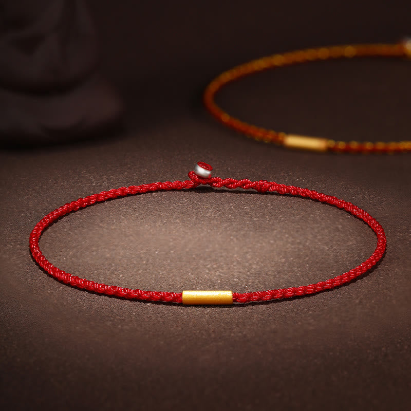 Braccialetto di protezione intrecciato a quattro fili con Buddha Stones in oro 999 con nodi dei desideri, fatto a mano