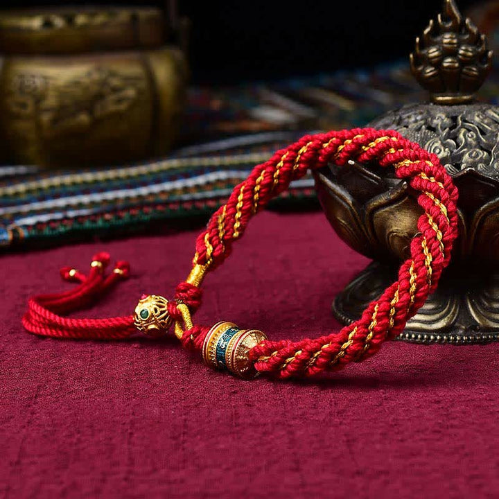 Braccialetto con ciondolo a forma di ruota di preghiera con ciondolo a forma di Thangka, fatto a mano in tibetano, con Buddha Stones
