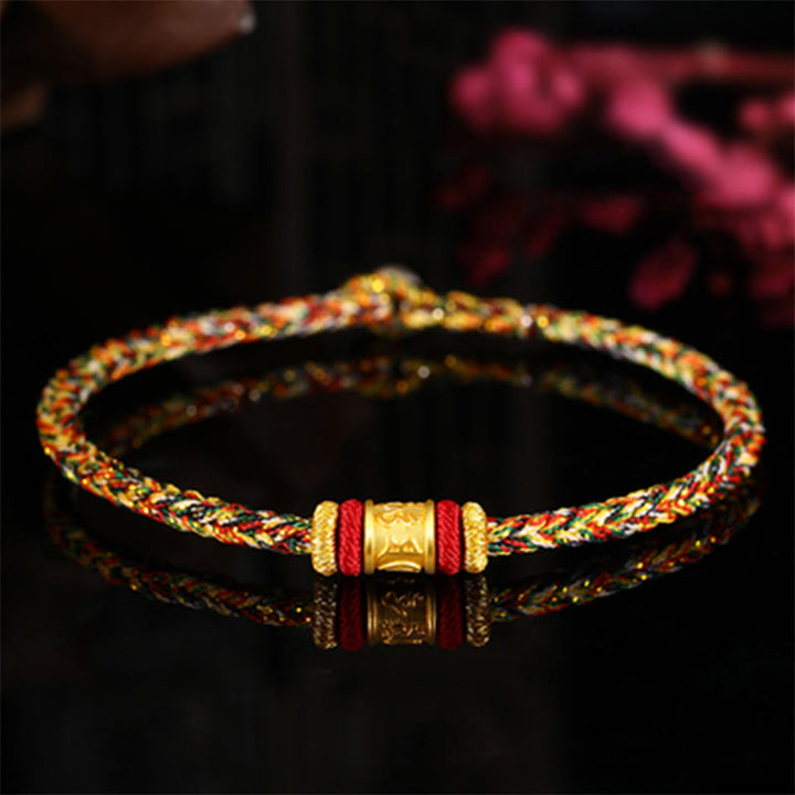 Buddha Stones Tibet 999 Oro Om Mani Padme Hum Inciso Protezione Braccialetto Portafortuna