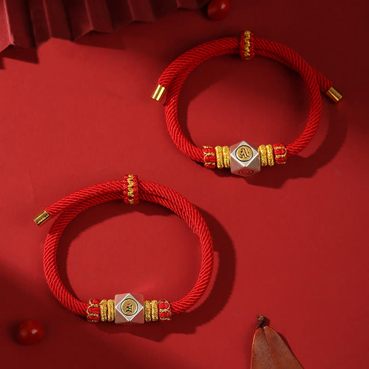 Buddha Stones 999 Argento Sterling Zodiaco Cinese Buddha Natale Corda Rossa Fortuna Forza Braccialetto Fatto a Mano per Bambini