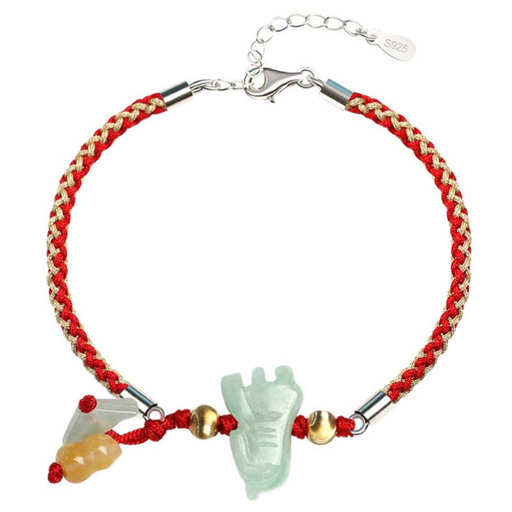 Buddha Stones Braccialetto/cavigliera con cordino rosso e giada dello zodiaco cinese, simbolo di prosperità. - image 16