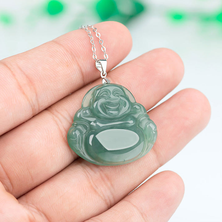 Collana con Buddha Stones in argento sterling 925 con ciondolo a forma di Buddha che ride, protezione e calma - image 4