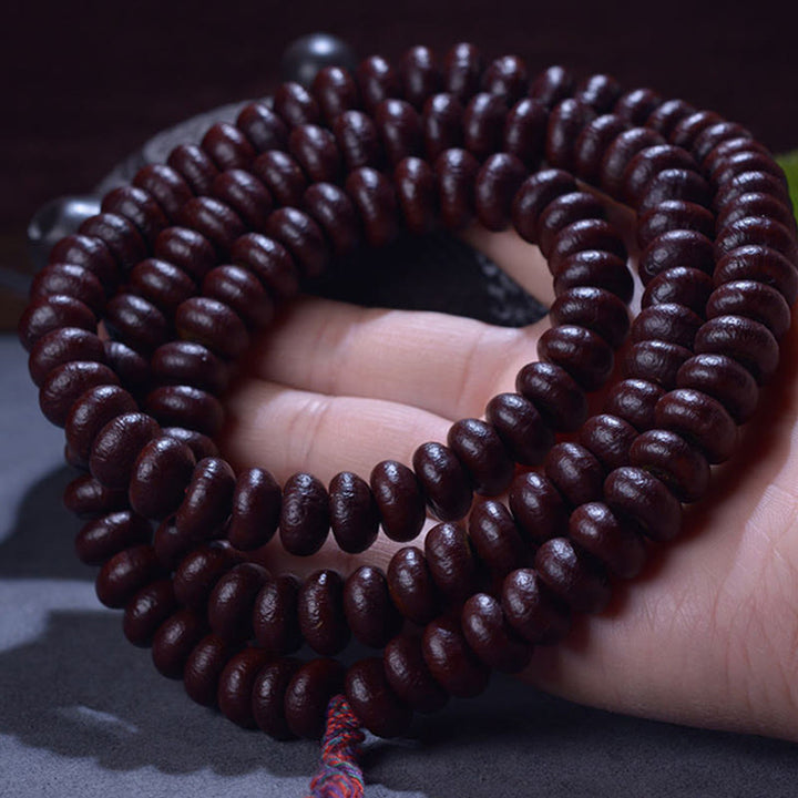 Buddha Stones Tibet naturale 108 Mala Beads Purple Bodhi Seed Bracciale della ricchezza