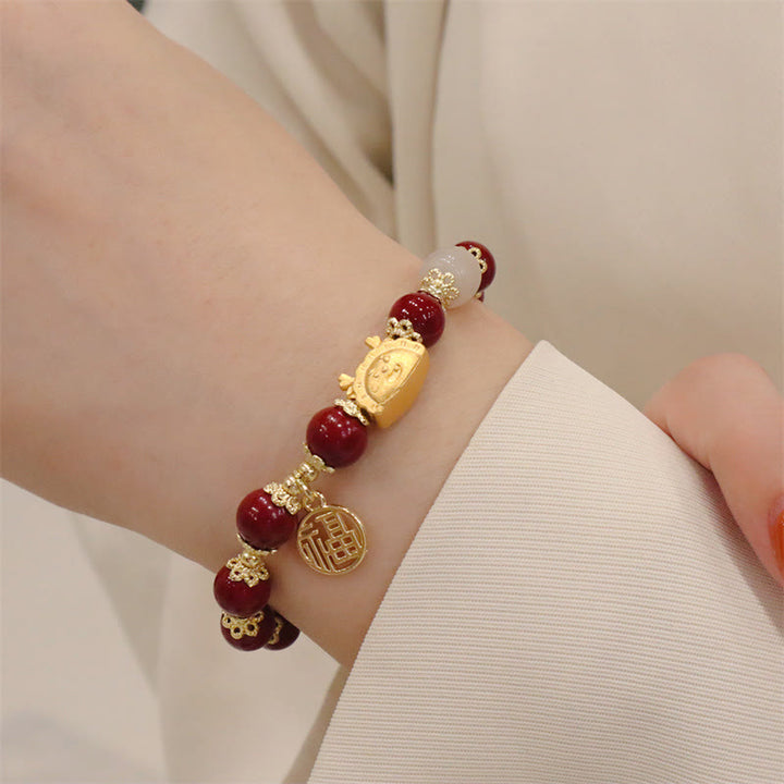 Buddha Stones Anno del Drago Agata Rossa Quarzo Fragola Ossidiana Nera Giada Granato Perla Cinabro Drago Gnocco Fortuna Fu Bracciale Personaggio - image 35