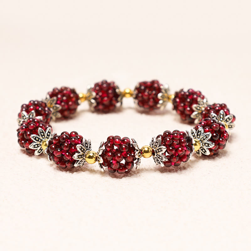 Braccialetto curativo in granato naturale Buddha Stones
