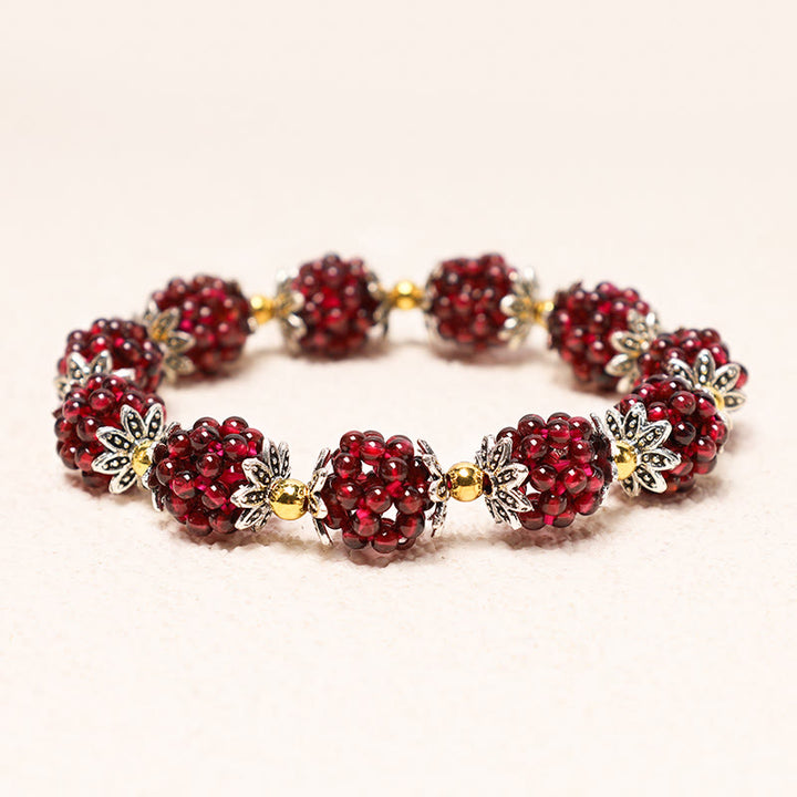 Braccialetto curativo in granato naturale Buddha Stones