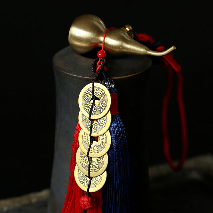 Buddha Stones Feng Shui Wu Lou Zucca Monete cinesi antiche Ricchezza Decorazione appesa per auto