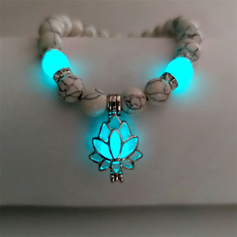 Braccialetto di protezione con perline luminose in pietra luminosa turchese tibetano Buddha Stones