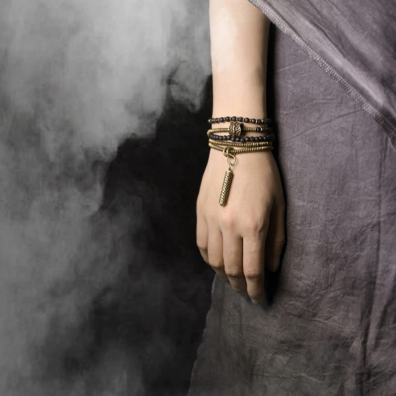 Bracciale multistrato in ottone e rame con Buddha Stones - image 8