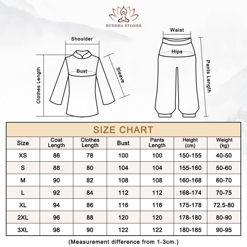Buddha Stones 3 pezzi Yin Yang Albero Tai Chi Spirituale Zen Pratica Meditazione Preghiera Uniforme Unisex Abbigliamento Set