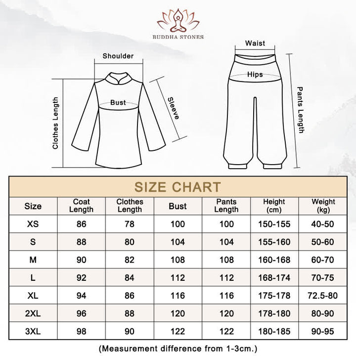 Buddha Stones 3 pezzi Yin Yang Albero Tai Chi Spirituale Zen Pratica Meditazione Preghiera Uniforme Unisex Abbigliamento Set