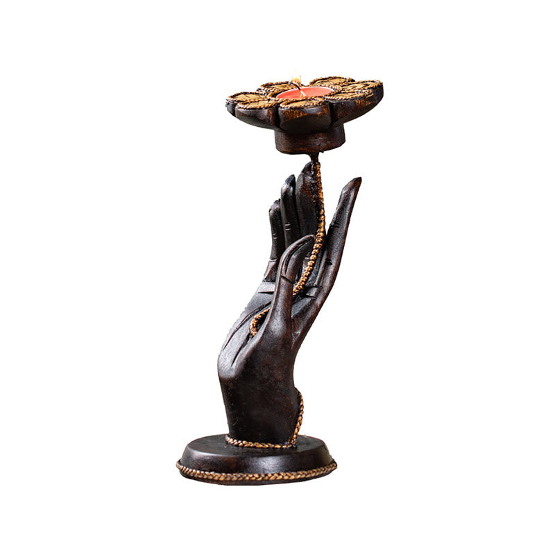 Portacandele in legno con motivo a mano, motivo a Buddha Stones , decorazione per la casa