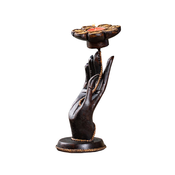 Portacandele in legno con motivo a mano, motivo a Buddha Stones , decorazione per la casa