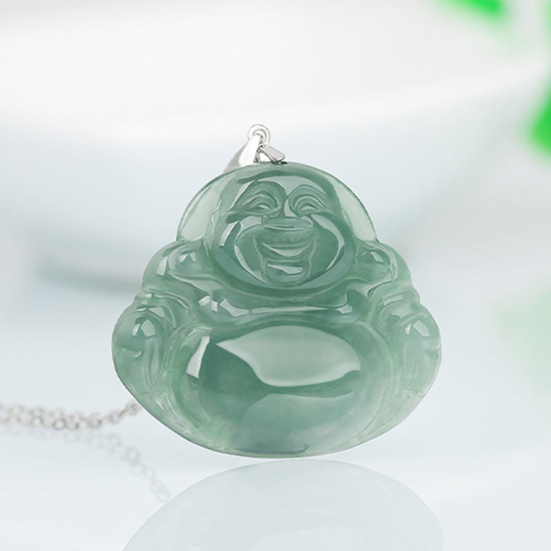 Collana con Buddha Stones in argento sterling 925 con ciondolo a forma di Buddha che ride, protezione e calma - image 3