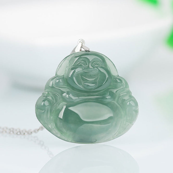 Collana con Buddha Stones in argento sterling 925 con ciondolo a forma di Buddha che ride, protezione e calma - image 3