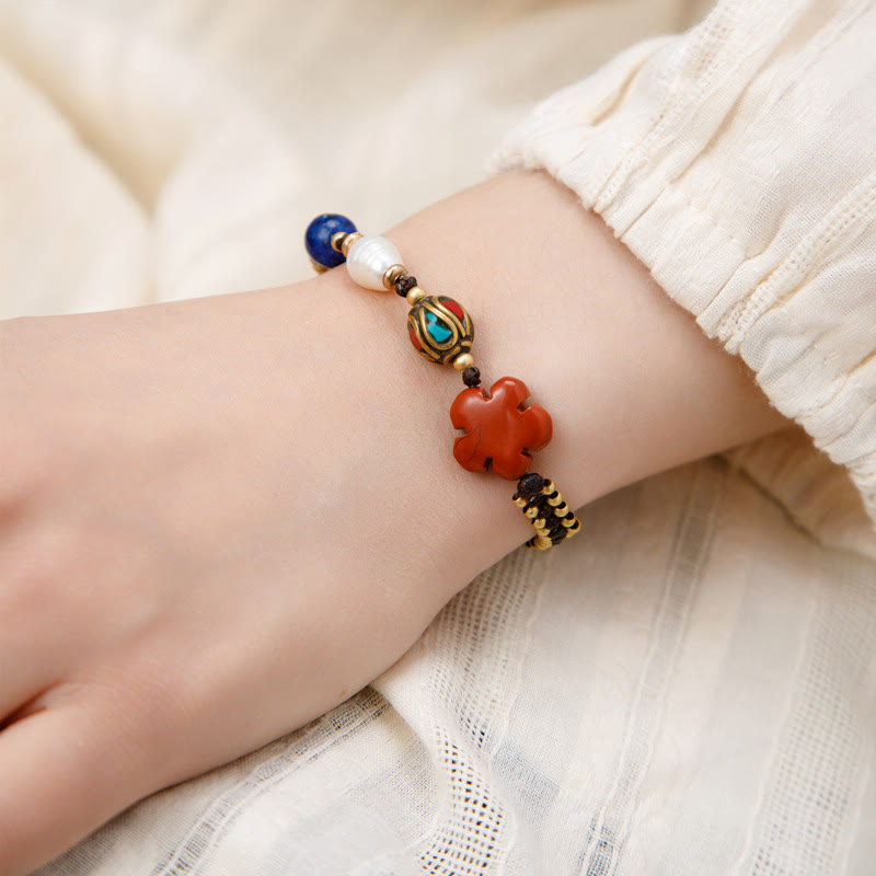 Braccialetto di protezione e forza Buddha Stones in turchese tibetano Om Mani Padme Hum