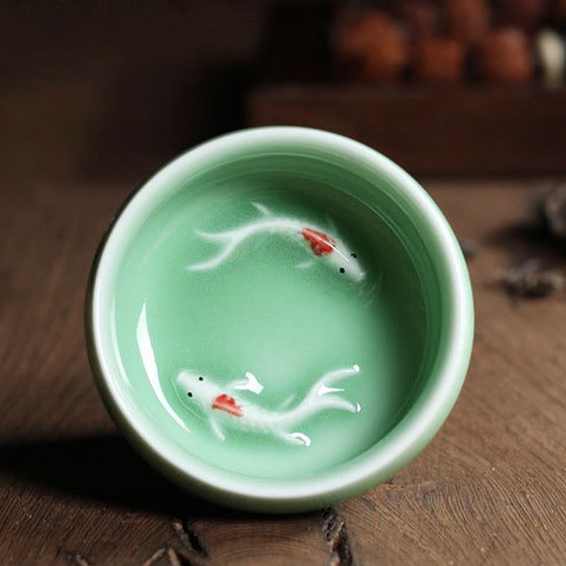 Buddha Stones Koi Fish colorato Tazza da tè in ceramica Kung Fu Tazza da tè Ciotola