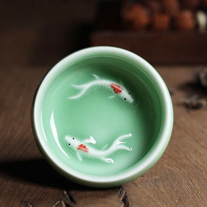 Buddha Stones Koi Fish colorato Tazza da tè in ceramica Kung Fu Tazza da tè Ciotola