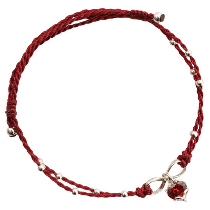 Cavigliera intrecciata con Buddha Stones, simbolo dell'amore, cuore e infinito