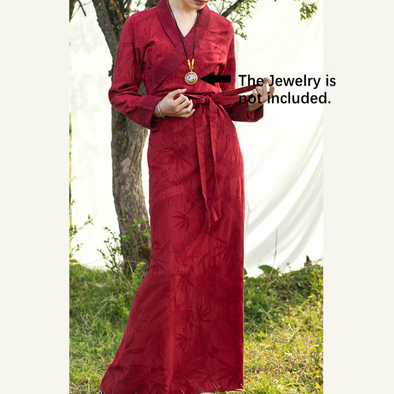 Buddha Stones Tibetan Dress Clothing Lhasa Abito lungo avvolgente Maxi abito Abbigliamento donna