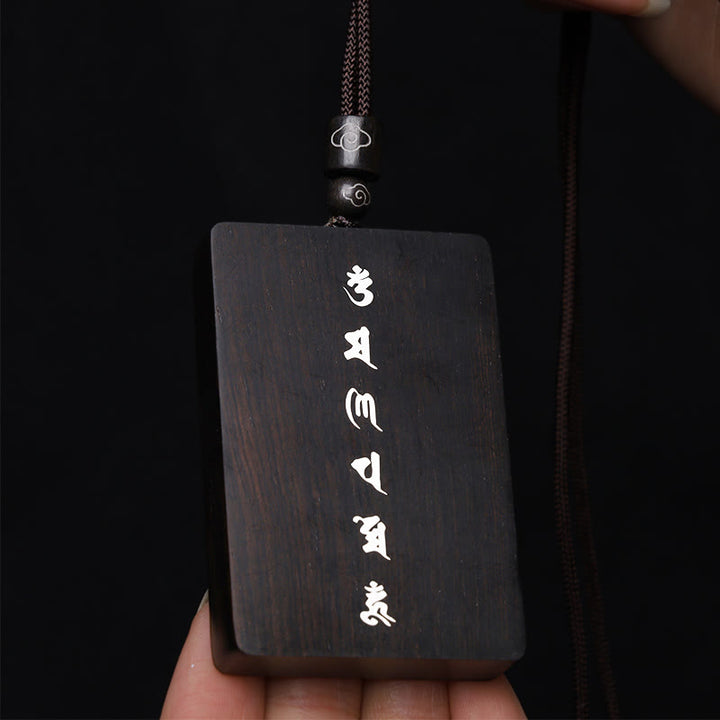 Collana con Buddha Stones in argento sterling 999 con piccole foglie di sandalo rosso e legno di ebano, Om Mani Padme Hum, intarsiato, protezione - image 18