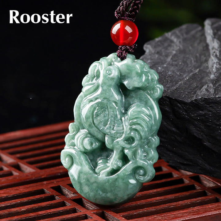 Collana con ciondolo Buddha Stones Natural Jade 12 Zodiaco Cinese Prosperità - Gallo - image 23
