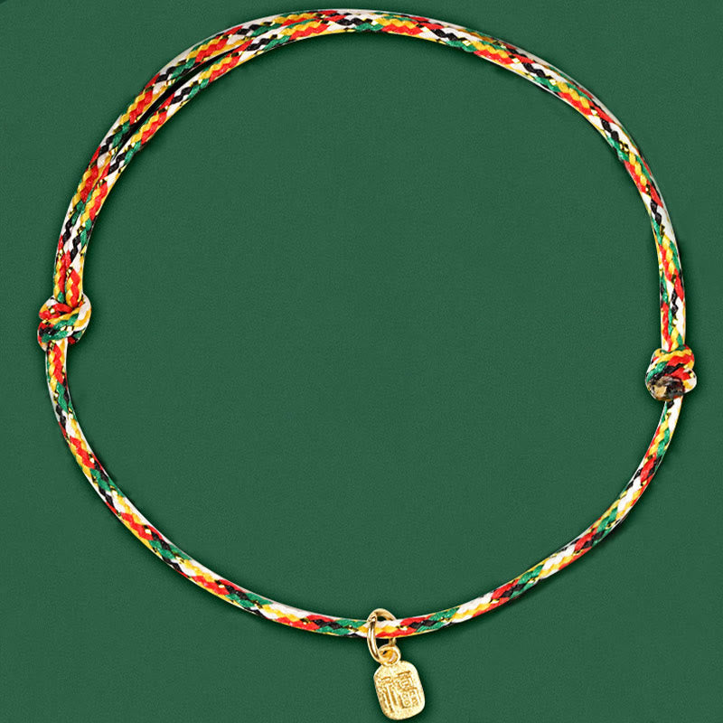 Buddha Stones di buon auspicio Fu carattere pace e gioia fortuna braccialetto multicolore fatto a mano per bambini e adulti