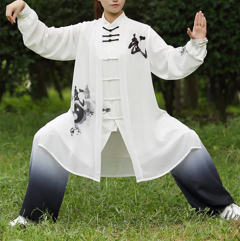 Buddha Stones 3 pezzi Yin Yang Albero Tai Chi Spirituale Zen Pratica Meditazione Preghiera Uniforme Unisex Abbigliamento Set