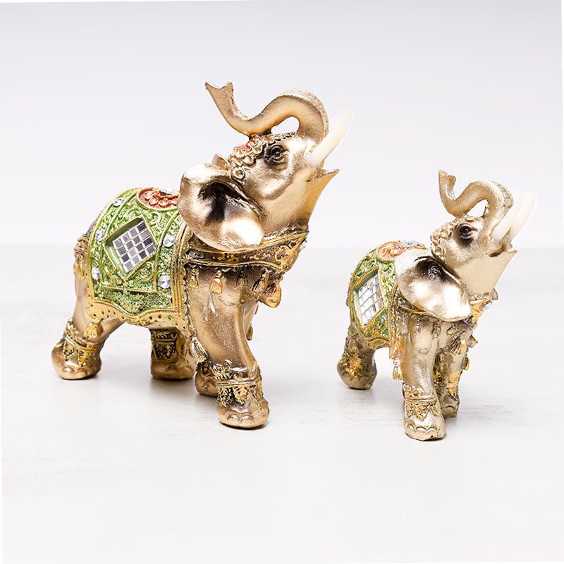 Buddha Stones Fortunato Feng Shui Elefante Verde Statua Scultura Ricchezza Figurina Regalo Decorazione Casa
