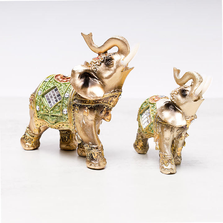 Buddha Stones Fortunato Feng Shui Elefante Verde Statua Scultura Ricchezza Figurina Regalo Decorazione Casa