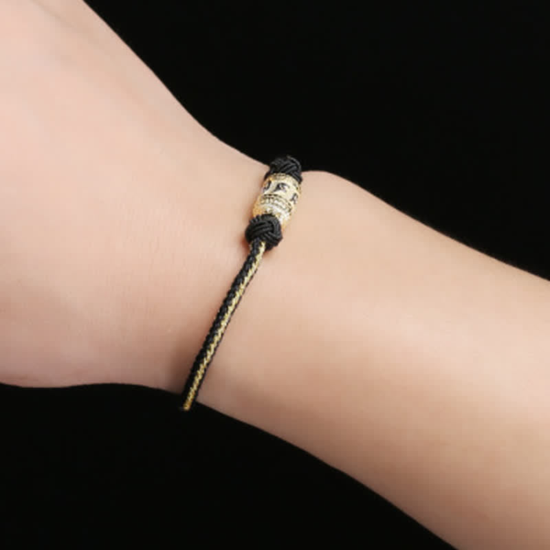 Braccialetto con corda rossa, in argento sterling 925, con ruota di preghiera Om Mani Padme Hum, con Buddha Stones e forza