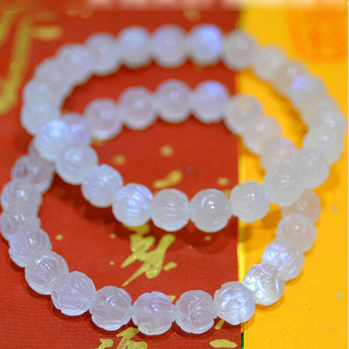Bracciale Buddha Stones Natural Moonstone Lotus Love