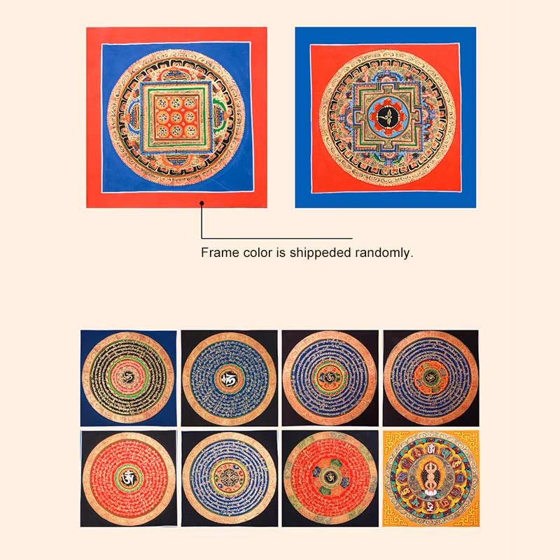 Dipinto Thangka tibetano fatto a mano, benedizione Thangka, scatola cieca, motivo a colori casuali