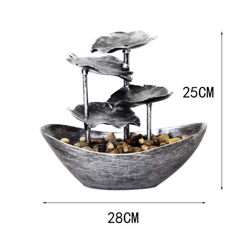 Ornamenti da tavolo per fontana a cascata a forma di foglia di loto con Buddha Stones e luce LED, decorazione per ufficio e scrivania - image 5