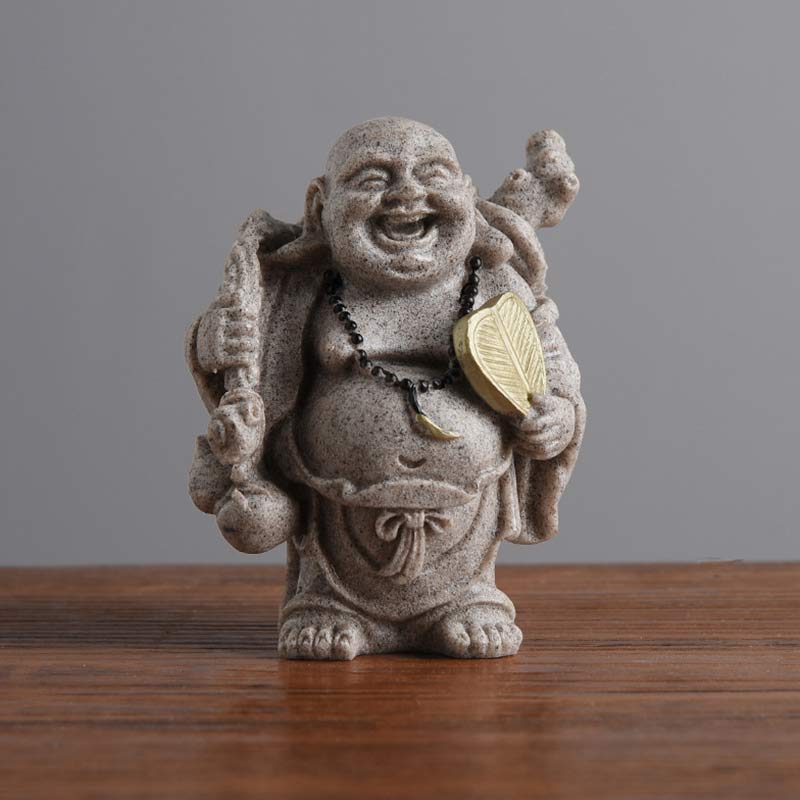 Buddha Stones Statua in resina del Buddha che ride Benedizione Decorazione per la casa - 7,5*5,5*9 cm - image 6