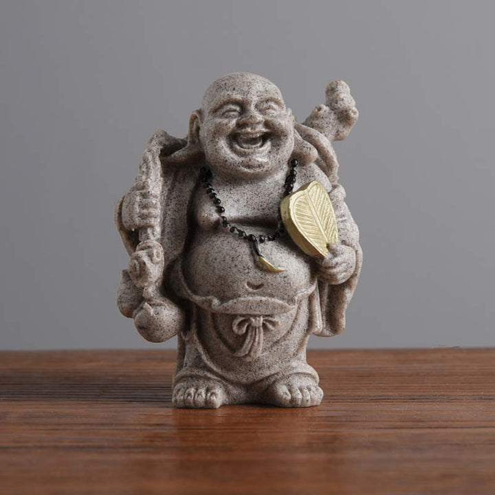 Buddha Stones Statua in resina del Buddha che ride Benedizione Decorazione per la casa - 7,5*5,5*9 cm - image 6
