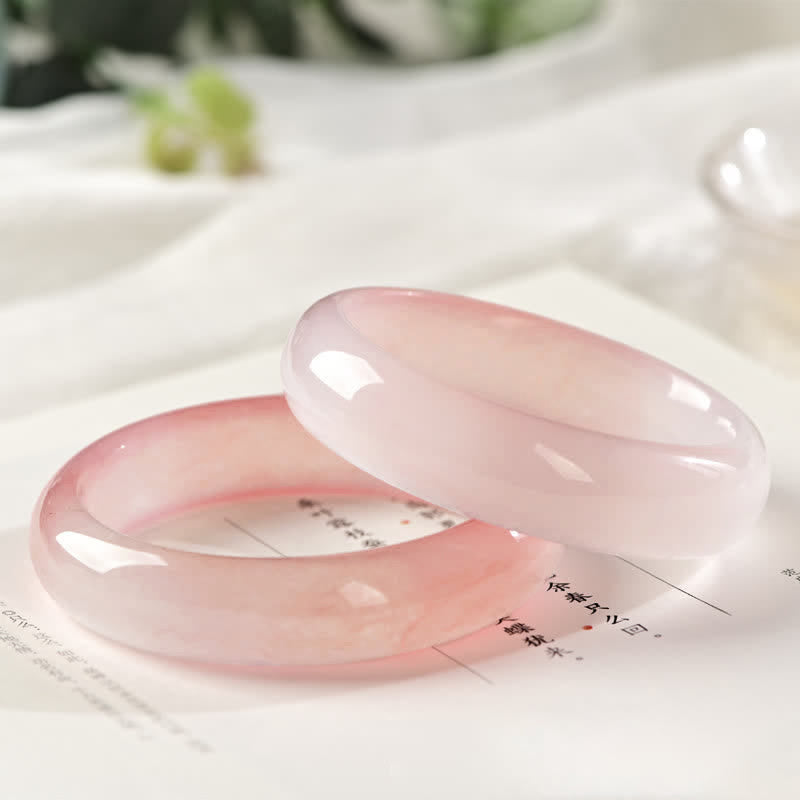 Braccialetto di giada rosa dorato e seta Buddha Stones Wealth