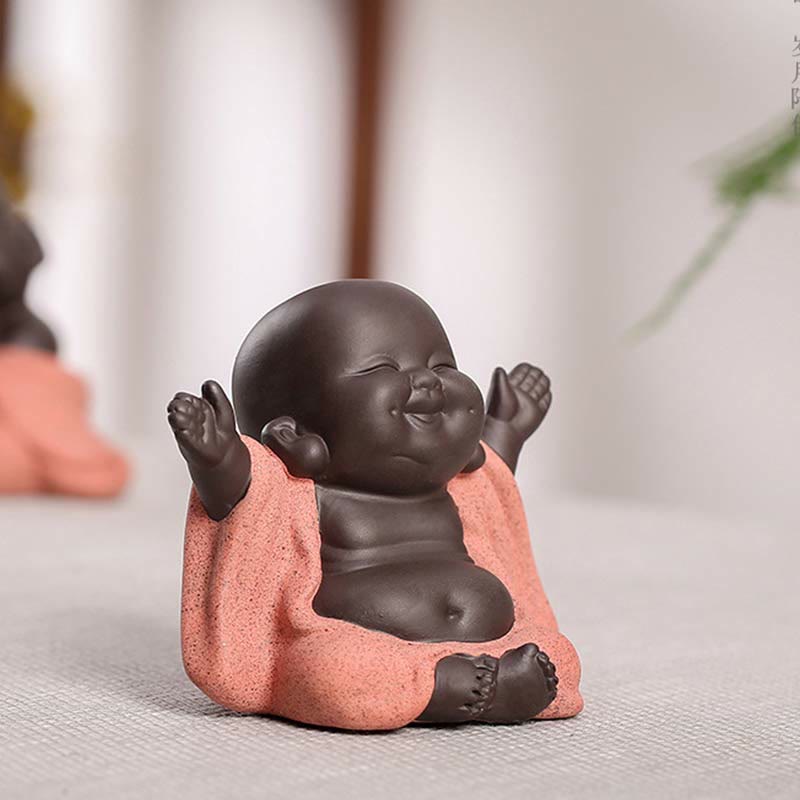 Buddha Stones Buddha sempre sorridente che ride Ricchezza Fortuna Argilla viola Statua di Maitreya Decorazione - image 2