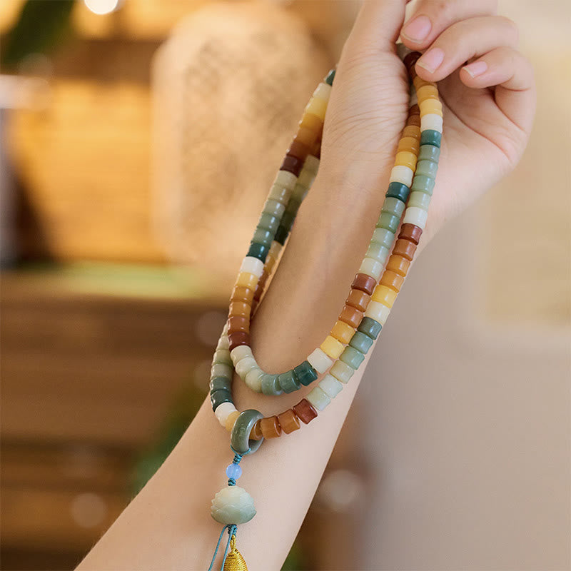 Buddha Stones 108 Mala Beads Bodhi Seed Buddha Mano Loto Braccialetto dell'armonia inciso