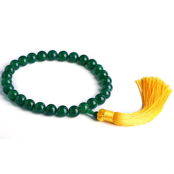 Buddha Stones Agata verde naturale Mala da polso Nappe di potenza Mala tascabile Decorazione per auto